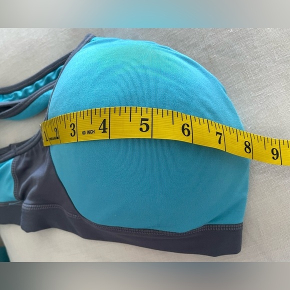 Champion Sports Bra Size See Photo Turquoise Gray Color Med Support Racerback - Picture 4 of 9